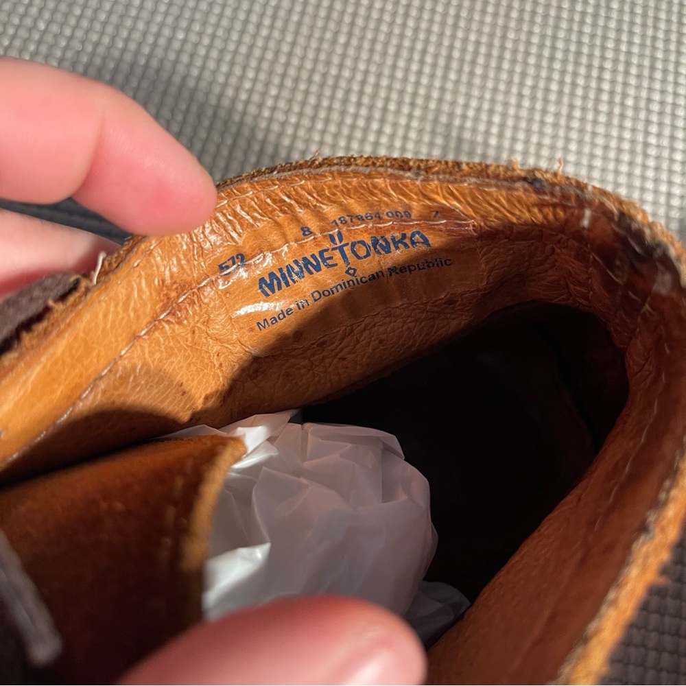 Minnetonka Lace Up Ankle Moccasins Aztec Design - Picture 9 of 10